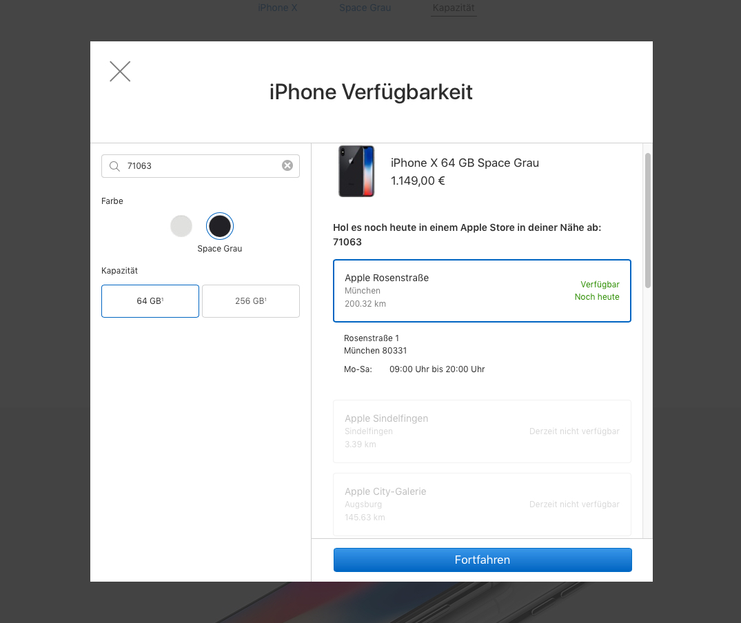 Apple Store Lagerbestand prüfen
